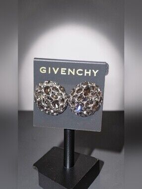 Givenchy Glass Stone Silver-Tone Drama Cluster Stud Earrings In Givenchy Pouch